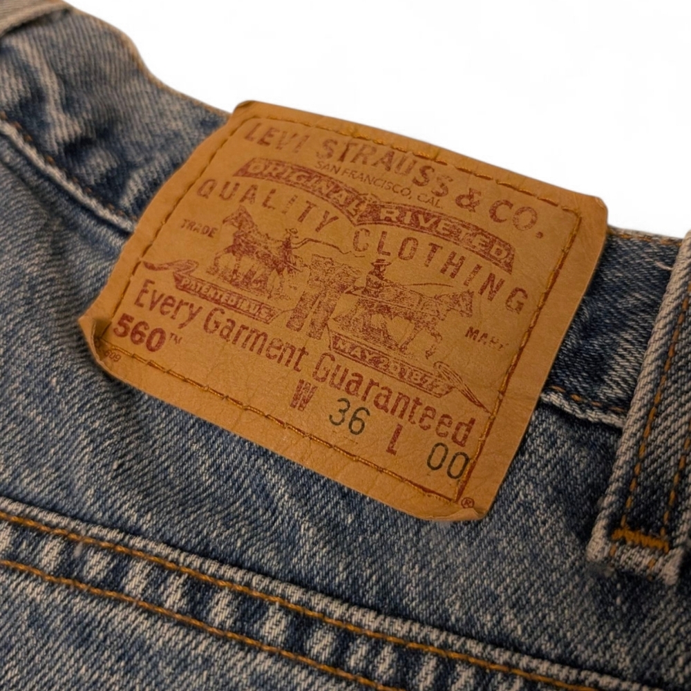 LEVIS Vintage Cotton Shorts Relaxed Longline Baggy High Waist Blue Denim - Picture 5 of 11